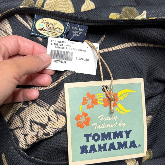 Tommy Bahama Iris Of My Eye Long Black Silk Dress Size Large NWT - Picture 8 of 10